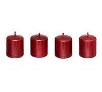 Lot de 4 Bougies Déco Satin 4cm Rouge
