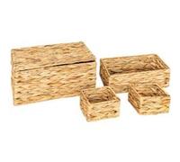 Atmosphera Créateur d'intérieur - Lot de 4 Paniers en Jacinthe "Lia" 33cm Naturel Beige G