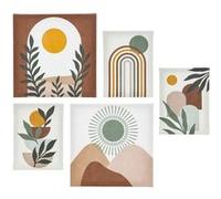 Atmosphera – Toiles imprimées Cynthia – Lot de 5, beige, 15x20/25x25 cm