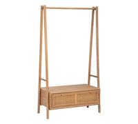Atmosphera - Portant à Vêtements Tiria - Frêne et Cannage Rotin, 90 x 45 x 162 cm, 1 Tiroir - Meuble de Rangement pour Entrée, Chambre