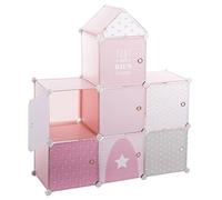 ATMOSPHERA CREATEUR D'INTERIEUR Meuble de Rangement Colonne - Forme Château - Coloris Rose Gris et Blanc