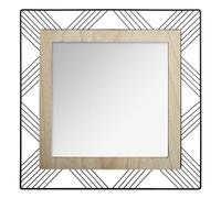 Atmosphera Créateur d'intérieur - Miroir Carré en Métal & Bois Joe 45cm Noir