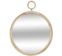 Atmosphera - Miroir mural Gousset - rotin - D 38 cm - Beige