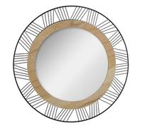 Atmosphera Créateur d'intérieur - Miroir Rond en Métal & Bois Joe 45cm Noir