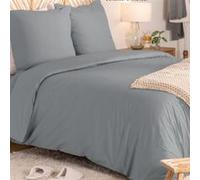 Atmosphera Parure de lit en percale de coton gris - 260 x 240 cm