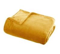 Atmosphera Créateur d'intérieur Plaid 'Flanel' Flanelle 125x150 cm Jaune ocre