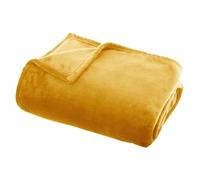Atmosphera Créateur d'intérieur - Plaid Doux Uni "Flanel" 130x180cm Ocre