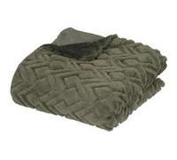 Atmosphera - Plaid Mara - Fausse Fourrure - Vert Kaki - 120x160 cm
