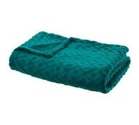 Atmosphera Créateur d'intérieur - Plaid Imprimé "Losange 3D" 125x150cm Bleu Canard Vert G
