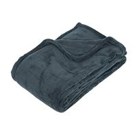 ATMOSPHERA CREATEUR D'INTERIEUR Plaid Polaire Microfibre Bleu Orage Aubergine 130x180cm
