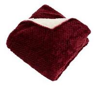 Plaid flanelle effet sherpa Lyno rouge grenat 170x130cm - Atmosphera Créateur d'intérieur