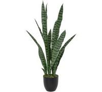 Atmosphera - Plante Artificielle Sansevieria Toby H 90 cm, Pot Noir Inclus, sans Entretien - pour Décoration Intérieure, Salon, Bureau