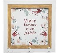 Atmosphera Créateur d'intérieur - Porte-Clés 3 Crochets Imprimé "Poésie" 28cm Blanc Blanc G