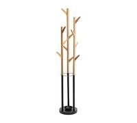 ATMOSPHERA CREATEUR D'INTERIEUR Porte-manteaux 12 patères et Porte-Parapluies en Bambou et Métal H 174 cm - Five