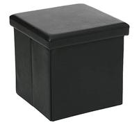 ATMOSPHERA CREATEUR D'INTERIEUR Pouf carré Noir - Coffre de Rangement Pliable