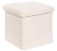 Atmosphera Créateur d'intérieur - Pouf Coffre Carré Bouclette "Jaiko" 38cm Blanc Blanc