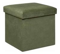Pouf pliant ""Lilou"" en velours 38x38cm vert kaki - Atmosphera Créateur d'intérieur
