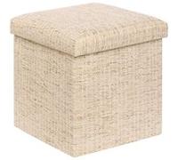 Pouf Coffre Pliable effet naturel 38x38cm OLMA Crème - Atmosphera Créateur d'intérieur