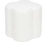 Atmosphera - Pouf d'Appoint LAVON Forme Fleur - Blanc - 35 x 35 x H 38 cm, Tissu Bouclé - pour Salon, Chambre