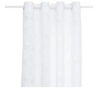 Atmosphera - Voilage Tamisant Lazi Blanc - 140 x 240 cm, Motif Feuillage, À Oeillets - pour Salon, Chambre, Rideau