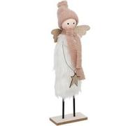 Statuette Déco Ange de Noël Étoile 31cm Blanc