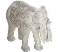 Atmosphera - Statue éléphant Enzo - Motifs gravés - Effet Blanchi H22 cm