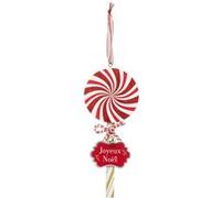 Sujet de Noël en Bois Sucette 22cm Rouge
