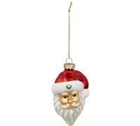 Sujet de Noël en Verre Tête de Père Noël 10cm Rouge