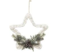Sujet de Noël Étoile Tressée Givrée 30cm Blanc