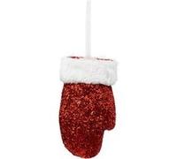 Sujet de Noël Pailleté Gant 15cm Rouge