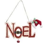Atmosphera Créateur d'intérieur - Sujet de Noël Pancarte 18cm Rouge & Beige G