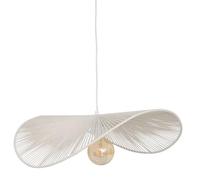 Atmosphera Créateur d'Intérieur - Suspension Adelia Métal Noir et Coton Blanc D58cm - Ampoule Non Incluse 40 W - Câble Réglable 80 cm - Salon, Cuisine, Bureau, Chambre