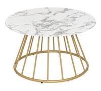 Atmosphera - Table basse Rayo - effet marbre, plateau en verre trempé - L70 x H40 cm - Blanc