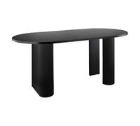 Atmosphera Créateur d'Intérieur - Table Basse Ovale Olova Noir Effet Bois 3 Pieds Texturés Finition Semi-Brillante Salon, Bureau