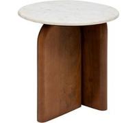 Atmosphera Table d'appoint Nanda – Marbre et manguier, plateau rond finition polissage – Blanc
