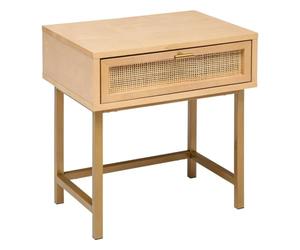 Atmosphera Créateur d'intérieur Table de Chevet Rayo en métal et Bouleau 1 tiroir Hauteur 50 cm