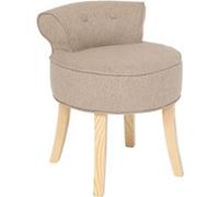 Atmosphera – Tabouret d'Appoint Firmin – Beige chiné, H 58 cm, pieds en bois, dossier capitonné
