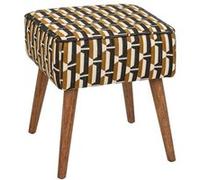 Atmosphera Créateur d'intérieur - Tabouret d'Appoint Jacquard "Chiara" 42cm Noir & Ocre Marron G