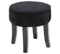 ATMOSPHERA CREATEUR D'INTERIEUR Tabouret Pouf Rond Noir Aspect Velours de Belle qualité.