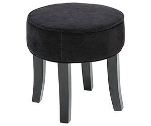 ATMOSPHERA CREATEUR D'INTERIEUR Tabouret Pouf Rond Noir Aspect Velours de Belle qualité.