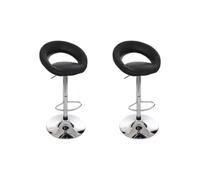 Atmosphera - Lot de 2 Tabourets de Bar Sasha Noir - Hauteur Réglable, Pivotant, Acier Chromé avec Repose-Pieds - pour Cuisine, Îlot Central