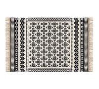 Atmosphera Tapis Delhi en coton à franges 120 x 170 cm Noir et Blanc