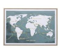 Atmosphera Créateur d'intérieur - Toile Mappemonde "Fanyo" 50x70cm Bleu Émeraude Bleu G