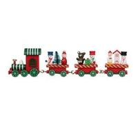Train Déco Bois Personnages de Noël 22cm Rouge