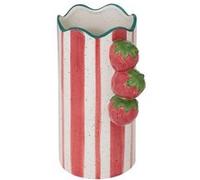 Atmosphera – Vase Fruity rayé en dolomite Rouge et blanc (Fraise) 15x11x23,5 cm