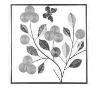 Atmosphera – Déco murale florale – métal argenté 50 x 50 cm