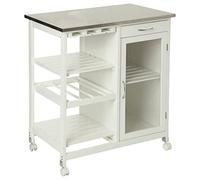 Atmosphera - Desserte de cuisine en bois et plateau inox