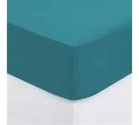 Atmosphera - Drap Housse bonnet 30 cm 100% Coton Esther 160x200 cm - Bleu Canard Bleu G