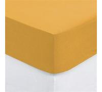 Atmosphera - Drap-Housse en Coton - Jaune Moutarde - Bonnet H30cm - 160x200 cm