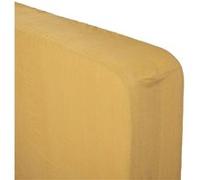 Atmosphera - Drap-housse Adorable 100% lin bonnet 30 cm 140x190 cm Jaune Ocre